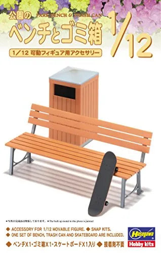 1/12 Posable Figure Accessory - Park Bench and Trash Can - 1/12 (Hasegawa)ㅤ – Hasegawa As Manufacturer – ActionFigure Brasil — ângulo diferente