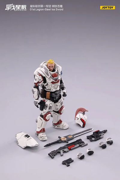 1/18 Battle for the Stars 01st Legion Steel Ice Swordㅤ – JOYTOY – ActionFigureBrasil — com base expositora