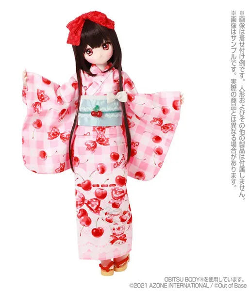 1/3 Scale 45 Yukata set -Ribbon and Cherry Parfait- Pink Checker (DOLL ACCESSORY)ㅤ – Azone International – ActionFigureBrasil