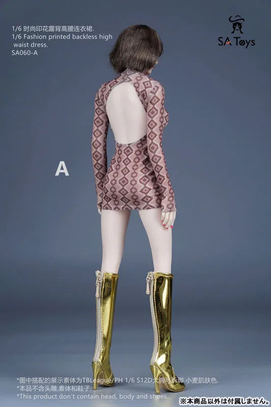 1/6 Fashion Print Backless High Waist Dress A (DOLL ACCESSORY)ㅤ – SA TOYS – ActionFigureBrasil