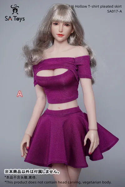 1/6 Female Outfit Hollow T-shirt Pleated Skirt A (DOLL ACCESSORY)ㅤ – SA TOYS – ActionFigureBrasil