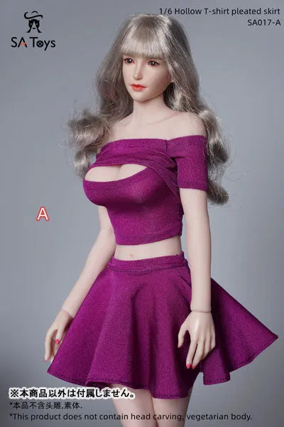 1/6 Female Outfit Hollow T-shirt Pleated Skirt A (DOLL ACCESSORY)ㅤ – SA TOYS – ActionFigureBrasil