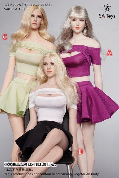 1/6 Female Outfit Hollow T-shirt Pleated Skirt A (DOLL ACCESSORY)ㅤ – SA TOYS – ActionFigureBrasil — close