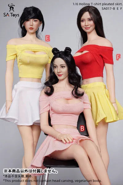 1/6 Female Outfit Hollow T-shirt Pleated Skirt B (DOLL ACCESSORY)ㅤ – SA TOYS – ActionFigureBrasil — ângulo diferente