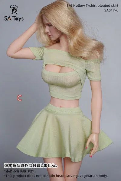 1/6 Female Outfit Hollow T-shirt Pleated Skirt C (DOLL ACCESSORY)ㅤ – SA TOYS – ActionFigureBrasil