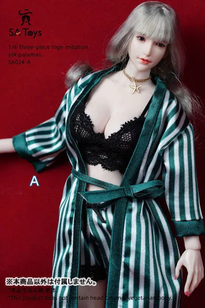 1/6 Female Outfit Three-piece High Imitation Silk Pajamas A (DOLL ACCESSORY)ㅤ – SA TOYS – ActionFigureBrasil