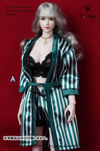 1/6 Female Outfit Three-piece High Imitation Silk Pajamas A (DOLL ACCESSORY)ㅤ – SA TOYS – ActionFigureBrasil