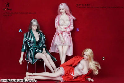 1/6 Female Outfit Three-piece High Imitation Silk Pajamas A (DOLL ACCESSORY)ㅤ – SA TOYS – ActionFigureBrasil — close