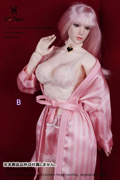 1/6 Female Outfit Three-piece High Imitation Silk Pajamas B (DOLL ACCESSORY)ㅤ – SA TOYS – ActionFigureBrasil
