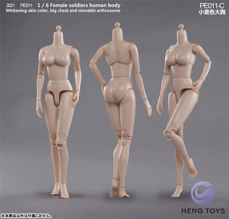 1/6 Female Soldier Human Body (Body) Tan/ Big Bust Cㅤ – HENG Toys – ActionFigureBrasil