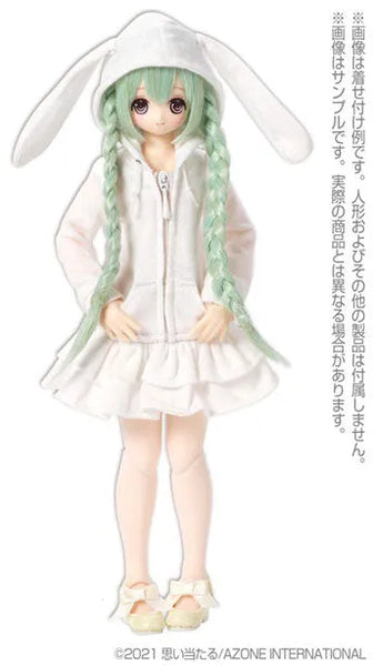 1/6 Pure Neemo Wear PNS Bunny-ear Hood One-piece Dress White (DOLL ACCESSORY)ㅤ – Azone – ActionFigureBrasil