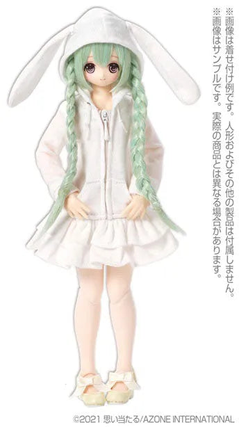 1/6 Pure Neemo Wear PNS Bunny-ear Hood One-piece Dress White (DOLL ACCESSORY)ㅤ – Azone – ActionFigureBrasil