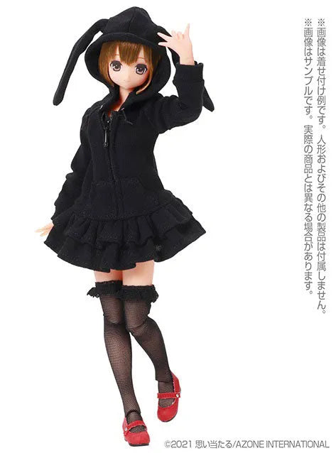 1/6 Pure Neemo Wear PNS Rabbit Ears Hooded One-piece Dress Black (DOLL ACCESSORY)ㅤ – Azone International – ActionFigureBrasil