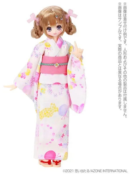 1/6 Pure Neemo Wear PNS Yukata set -Flower and Ribbon- White x Pink (DOLL ACCESSORY)ㅤ – Azone International – ActionFigureBrasil