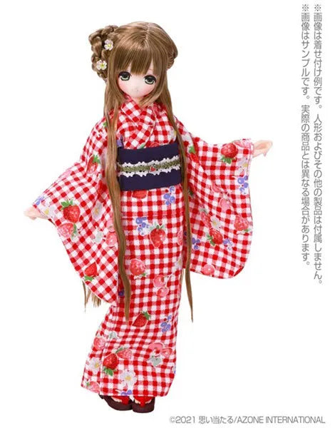 1/6 Pure Neemo Wear PNS Yukata set -Strawberry & Maiden- Red Gingham Check (DOLL ACCESSORY)ㅤ – Azone International – ActionFigureBrasil