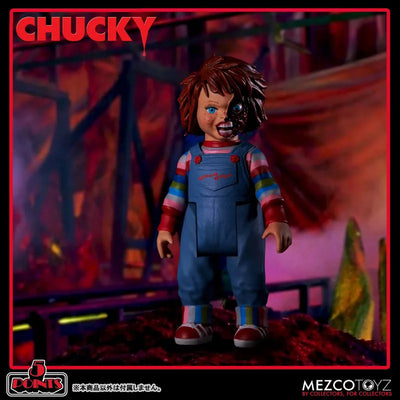 5 Point / Child's Play Series: Chucky Action Figure Deluxe Setㅤ – Mezco – ActionFigure Brasil — com base expositora