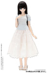 48cm/50cm Doll Wear - AZO2 Early summer Dress Set / White x Light Blue (DOLL ACCESSORY)ㅤ