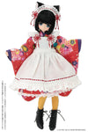 1/6 Pure Neemo Wear PNS Cat-eared Japanese Style Maid Set III Red (DOLL ACCESSORY)ㅤ