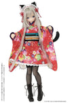 1/6 Pure Neemo Wear PNS Cat-eared Japanese Style Maid Set III Red (DOLL ACCESSORY)ㅤ