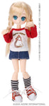 Picco Neemo Wear 1/12 Kitty Cat Raglan Shirt T-shirt Red x White (DOLL ACCESSORY)ㅤ