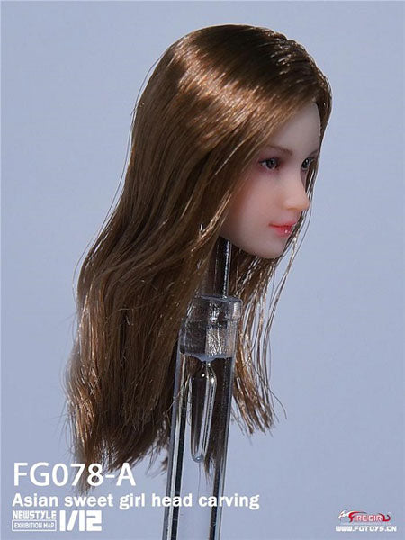 1/12 Asian Female Head A (Brown Long Hair)ㅤ