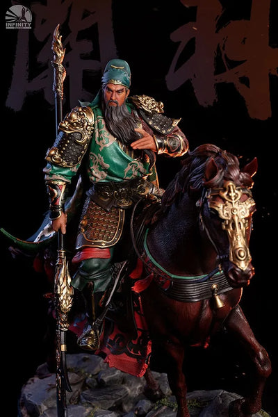 Blade-Wielding Guan Yu (Colored Version) – Infinity Studio – ActionFigure Brasil — com base expositora