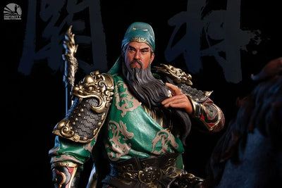 Blade-Wielding Guan Yu (Colored Version) – Infinity Studio – ActionFigure Brasil — com base expositora