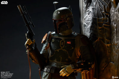 Boba Fett and Han Solo in Carbonite - LIMITED EDITION: 1250 – Sideshow Collectibles – ActionFigure Brasil — ângulo diferente