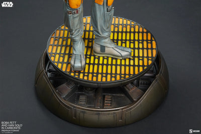 Boba Fett and Han Solo in Carbonite - LIMITED EDITION: 1250 – Sideshow Collectibles – ActionFigure Brasil — detalhe do produto