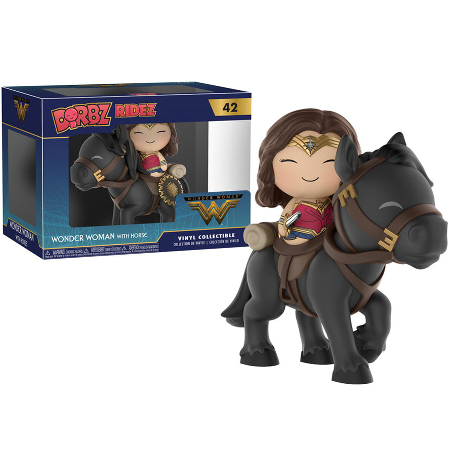 BONECO FUNKO DORBZ DC COMICS RIDEZ - WONDER WOMAN WITH HORSE - 42 BRINDE