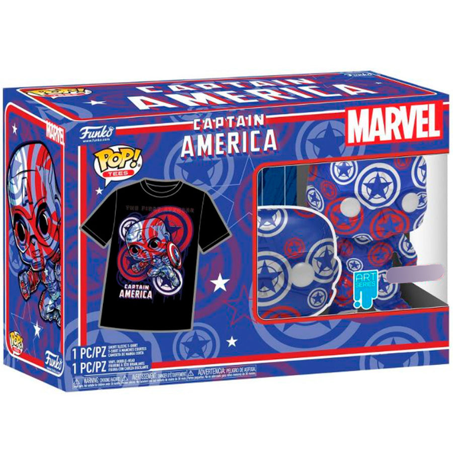 BOX FUNKO POP ART SERIES MARVEL CIVIL WAR CAPTAIN AMERICA - CAPTAIN AMERICA 36 + CAMISETA TEES *XL*