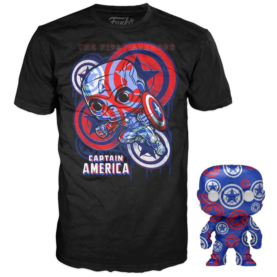 BOX FUNKO POP ART SERIES MARVEL CIVIL WAR CAPTAIN AMERICA - CAPTAIN AMERICA 36 + CAMISETA TEES *XL*