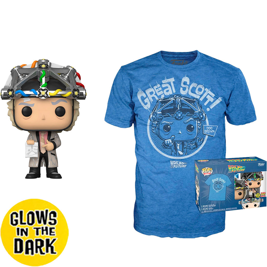 BOX FUNKO POP BACK TO THE FUTURE - DOC WITH HELMET + CAMISETA TEE BUNDLE *L*