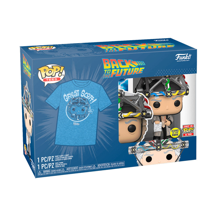 BOX FUNKO POP BACK TO THE FUTURE - DOC WITH HELMET + CAMISETA TEE BUNDLE *S*