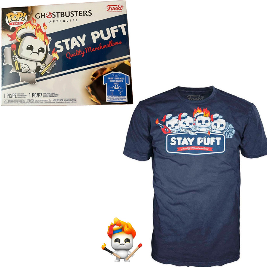 BOX FUNKO POP GHOSTBUSTERS AFTERLIFE - STAY PUFT + CAMISETA TEE BUNDLE *L*