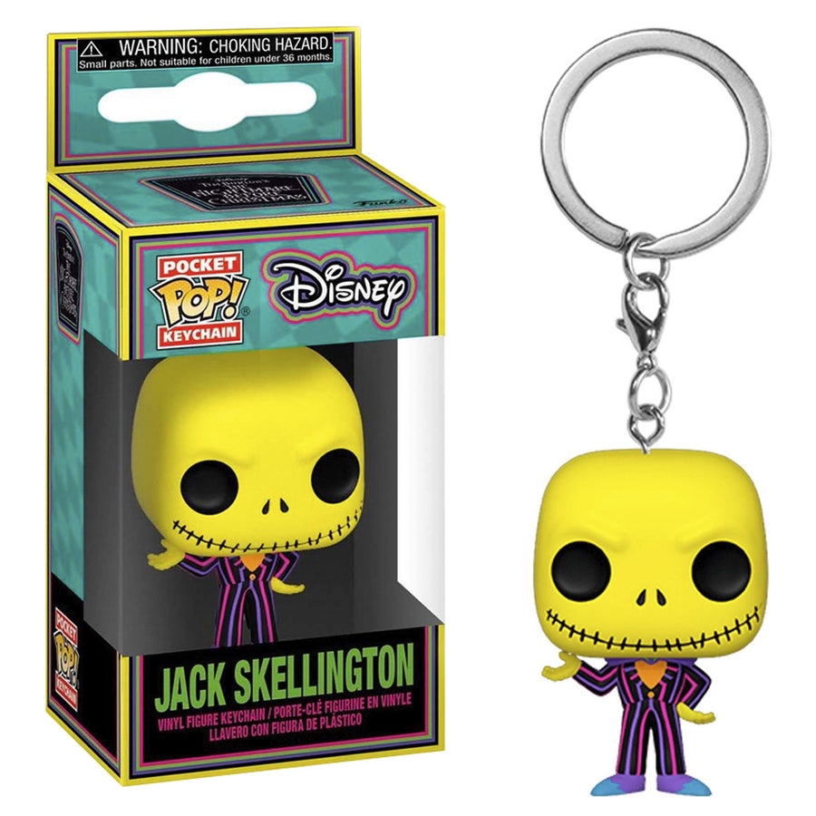 CHAVEIRO FUNKO POCKET POP KEYCHAIN DISNEY THE NIGHTMARE BEFORE CHRISTMAS BLACKLIGHT - JACK SKELLINGTON