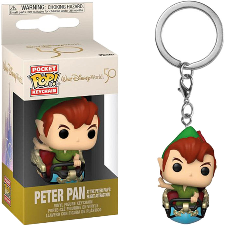 CHAVEIRO FUNKO POCKET POP KEYCHAIN WALT DISNEY WORLD 50TH ANNIVERSARY - PETER PAN AT THE PETER PANS FLIGHT ATTRACTION BRINDE