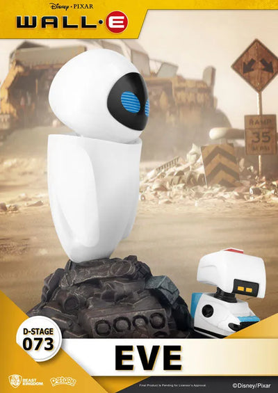 D-Stage #073 "WALL-E" EVEㅤ – Beast Kingdom – ActionFigureBrasil — com base expositora