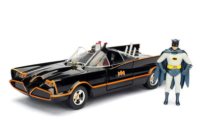 "DC Comics" 1/24 Diecast Vehicle Batmobile & Batman & Robin "Batman 1966 TV Series"ㅤ – Jada Toys – ActionFigure Brasil