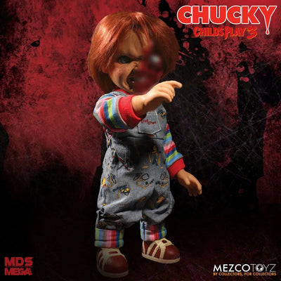 Designer Series / Child's Play 3: Pizza Face Chucky 15 Inch Mega Scale Figure with Sound(Provisional Pre-order)ㅤ – Mezco – ActionFigure Brasil — ângulo diferente