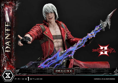 Devil May Cry 3 - Dante Sparda - Ultimate Premium Masterline  - UPMDMC3-01DX - 1/4 - DX Version (Prime 1 Studio)ㅤ – Prime 1 Studio – ActionFigure Brasil — com base expositora