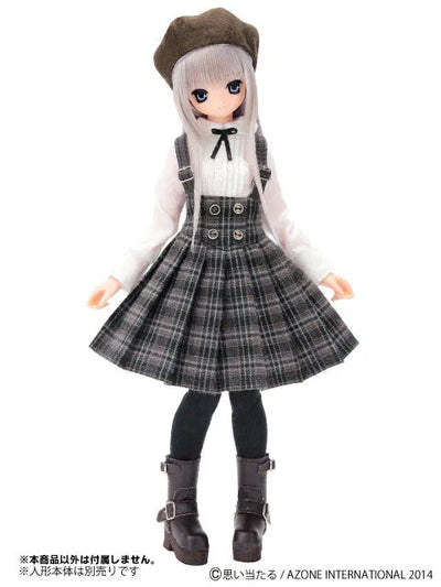 Doll Clothes - Komorebi Mori no Oyofukuya-san - Pureneemo Original Costume - PureNeemo S Size Costume - Omekashi Corset Pleats Skirt Set - 1/6 - Dark Brown Plaid (Azone)ㅤ – Azone International – ActionFigureBrasil — ângulo diferente