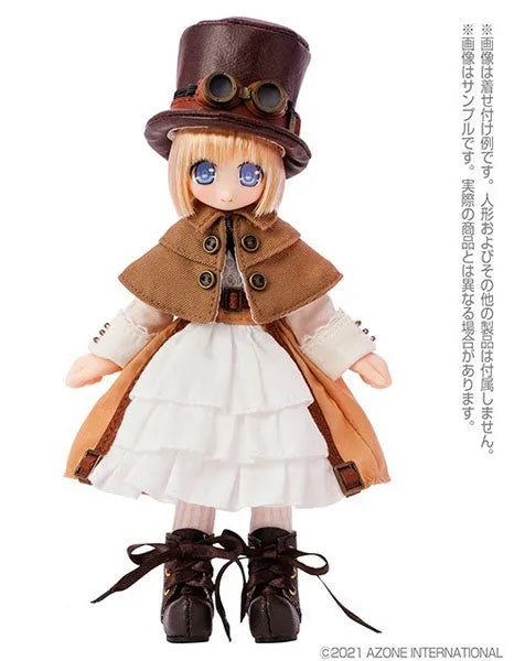 Doll Clothes - Lil' Fairy - Picconeemo Costume - Lil'Fairy Top Hat & Steampunk Dress set - 1/12 - Light brown x beige (Azone)ㅤ – Azone – ActionFigure Brasil