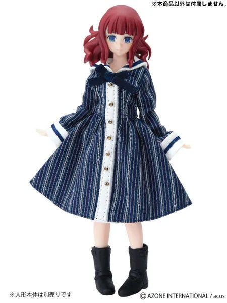 Doll Clothes - Picconeemo Costume - Komorebi Mori no Oyofukuya-san - Boater & Memories Sailor One-piece Set - 1/12 - Blue Stripe (Azone)ㅤ – Azone International – ActionFigureBrasil