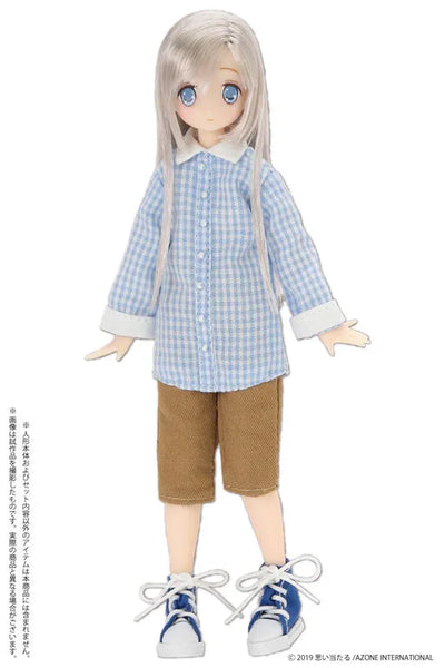 Doll Clothes - Picconeemo Costume - Long Shirt - 1/12 - Sax Gingham x White (Azone)ㅤ – Azone As Manufacturer – ActionFigure Brasil — ângulo diferente