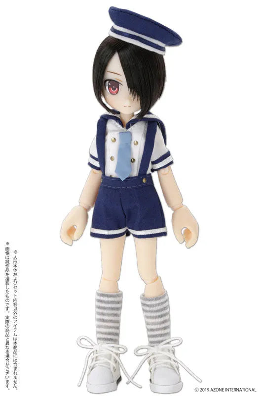 Doll Clothes - Picconeemo Costume - Marine Overall Shorts Set - 1/12 - Navy x White (Azone)ㅤ – Azone As Manufacturer – ActionFigure Brasil