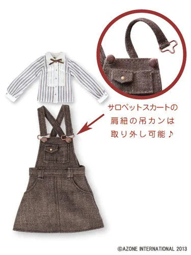Doll Clothes - PureNeemo - PureNeemo S Size Costume - Komorebimori no Oyofukuya-san Classical Blouse & Salopette Skirt Set - 1/6 - Brown (Azone)ㅤ – Azone International – ActionFigureBrasil