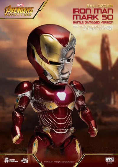 Egg Attack Action Avengers: Infinity War Iron Man Mark. 50 Battle Damage Ver.ㅤ – Beast Kingdom – ActionFigureBrasil — close