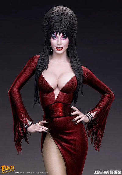 Elvira: Mistress of the Dark (Red Glitter Dress Variant) - LIMITED EDITION: 700 (Red - Variant) – Tweeterhead – ActionFigure Brasil — detalhe do produto