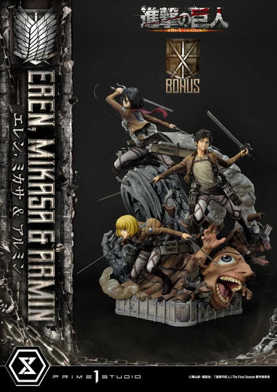 Eren, Mikasa & Armin (Deluxe Bonus Version) TV animation Attack on Titan – Prime1Studio – ActionFigure Brasil